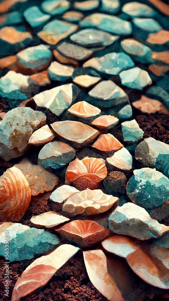 Wall mural seashells under the ground design illustration generative ai content by midjourney