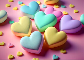 Fototapeta premium Color Hearts background, valentines, 14th February 