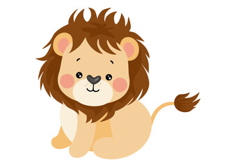 Adorable lion isolated in white