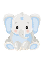 Little baby boy elephant isolated