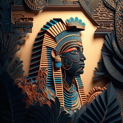 La grandeur des pharaons : un paysage égyptien en papier découpé - obrazy, fototapety, plakaty