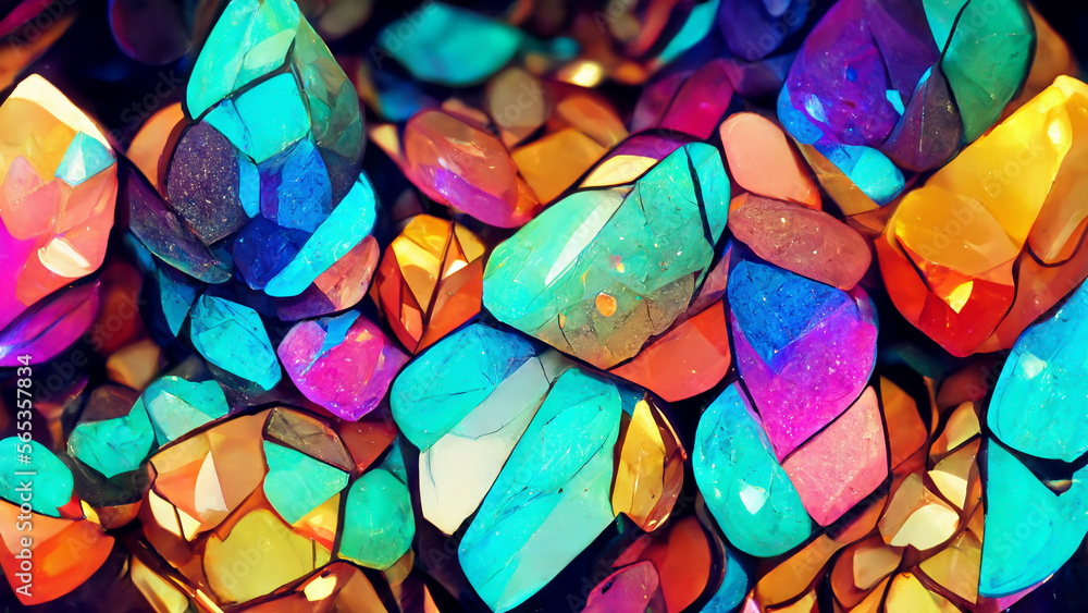 Poster multilayer pattern of interlocking gems diamonds illustration generative ai content by midjourney