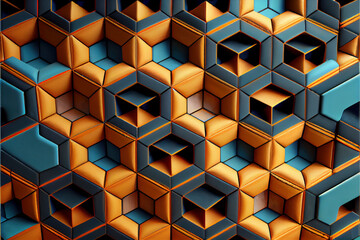 3D geometric figures, parametric patterns, seamless, kaleidoscope, created with Generative AI technology