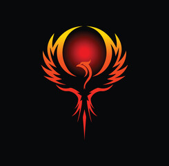 phoenix logo with black background, great and strong bird.