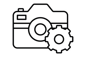 Setting camera icon illustration. icon related to multimedia. Line icon style. Simple vector design editable