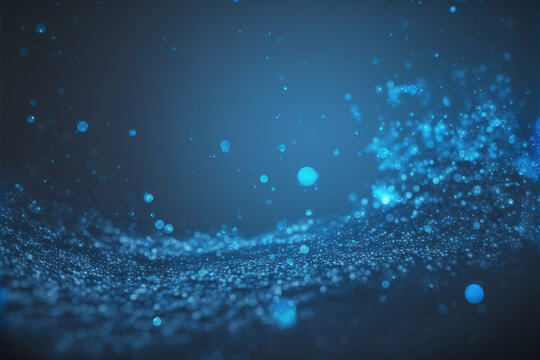 Blue technology abstract background with floating 3D particles texture . Admirable Generative AI image . © Blue Planet Studio