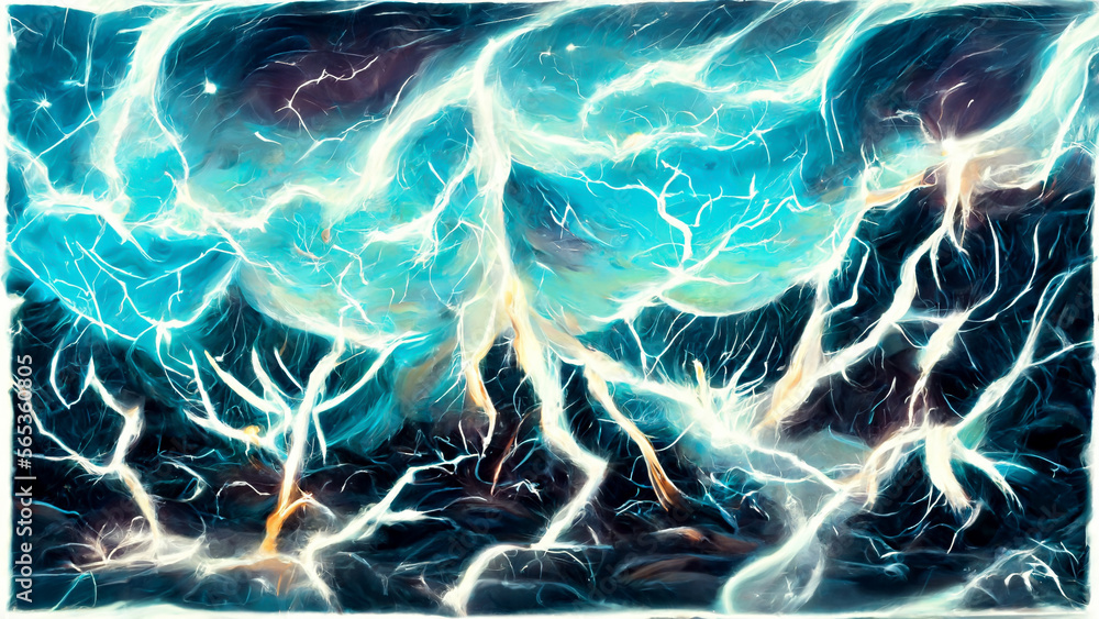 Poster lightning strike particle effect diagram illustration generative ai content by midjourney