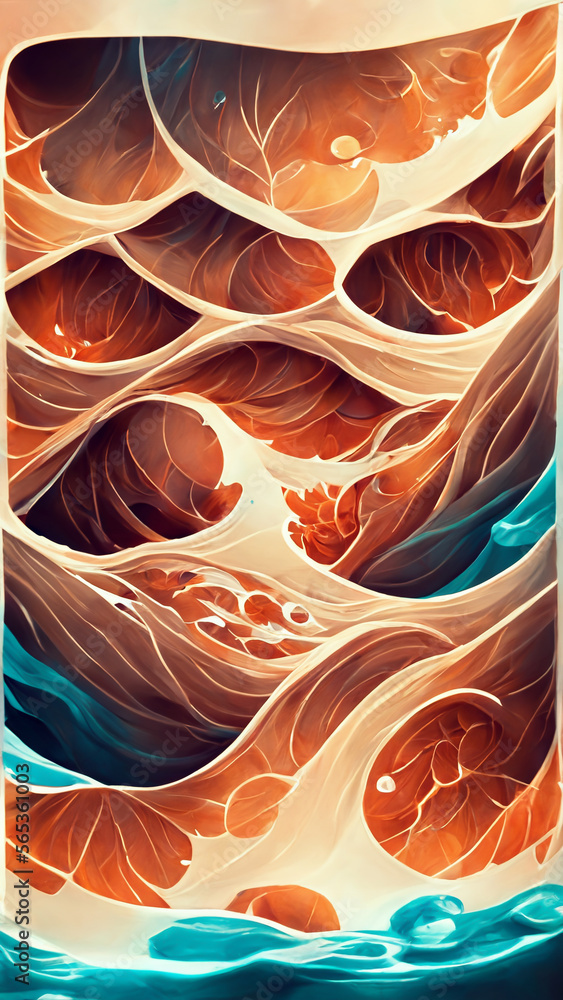 Poster fire red water ripple environment particle renderings illustration generative ai content by midjourn