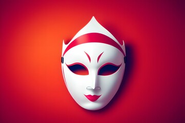 Carnival mask with white and red colors, made with generative AI