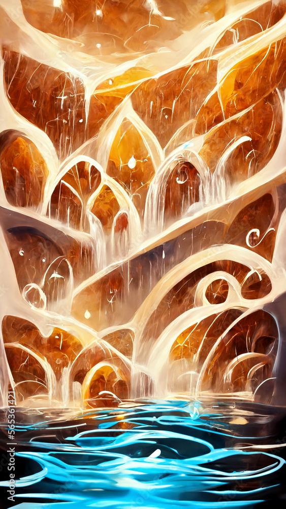 Poster fire red water ripple environment particle renderings illustration generative ai content by midjourn
