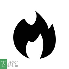Fire flame icon. Simple flat style. Passion symbol, flammable logo, grill, heat, hot, burn warning concept, silhouette sign. Vector illustration design isolated on white background. EPS 10.