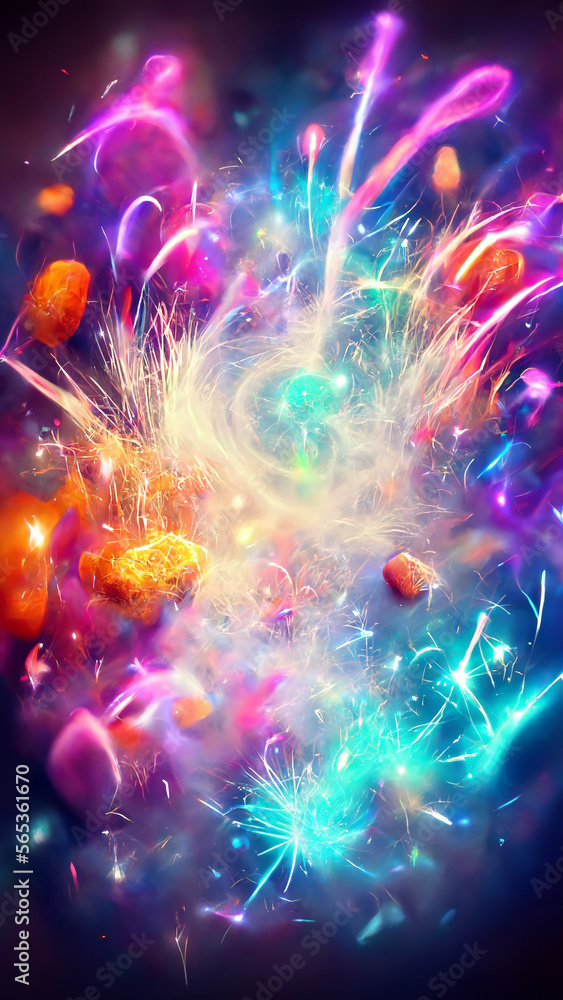 Poster magic particle burst sparks background illustration generative ai content by midjourney