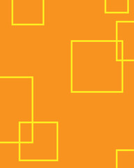 Geometric pattern, yellow contours of squares on an orange background