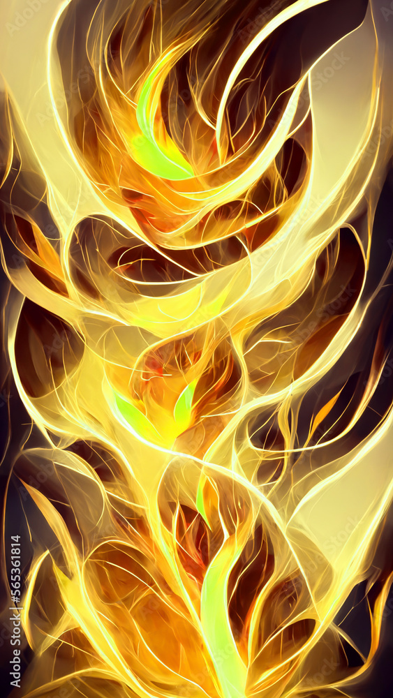 Poster yellow flame particle entanglement design concept illustration generative ai content by midjourney