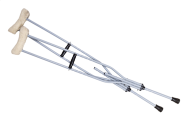 pair of underarm crutches isolated on white background