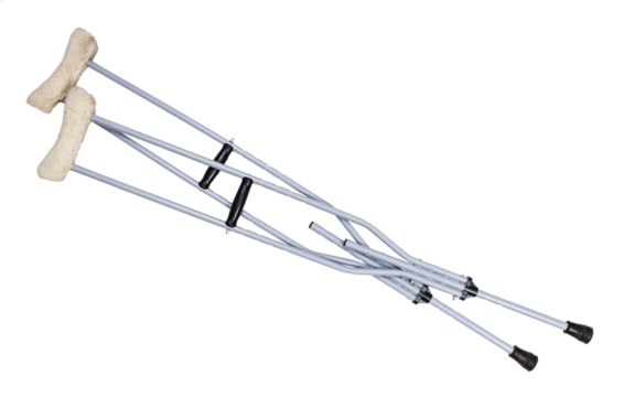 pair of underarm crutches isolated on white background