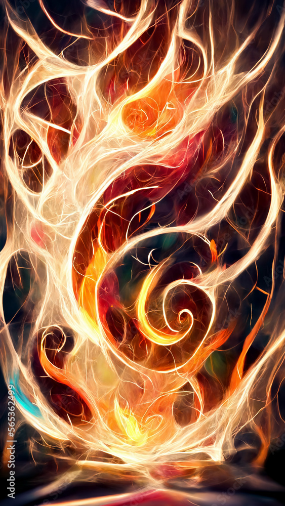 Poster flame particle entanglement design concept illustration generative ai content by midjourney