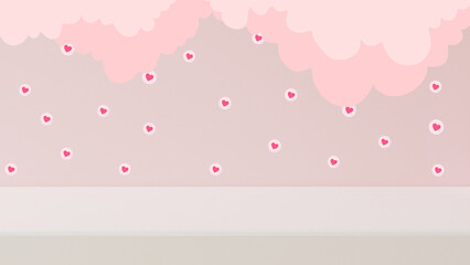 Pink background with hearts for valentine.