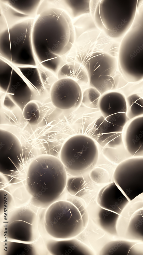 Poster black and white particle cell photosphere background image illustration generative ai content by mid