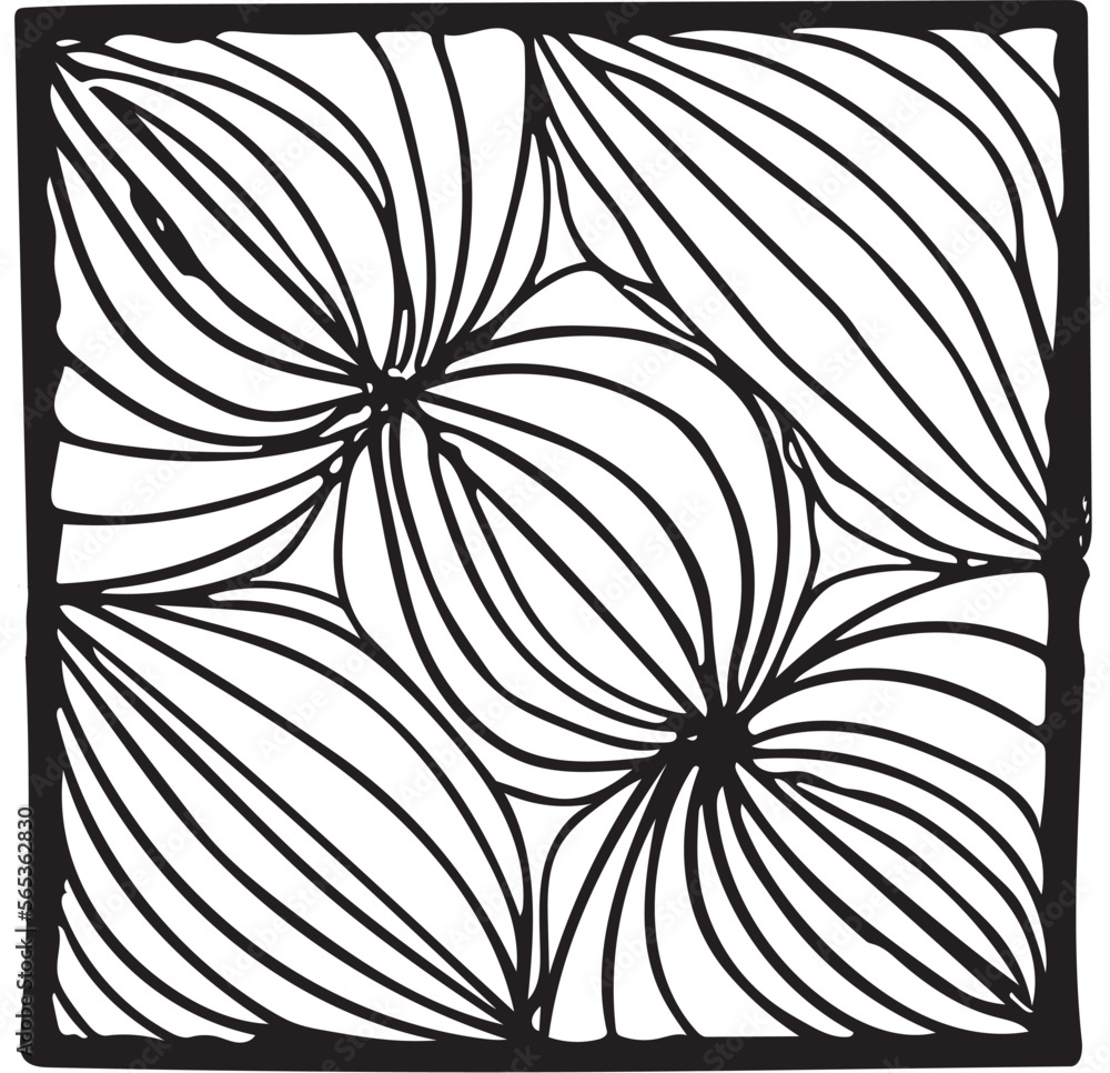 Poster hand drawn organic pattern in black and white. the pattern is based on the pattern on the plant.