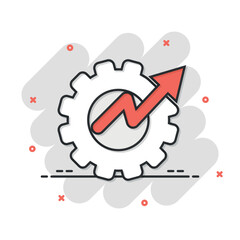 Productivity icon in comic style. Process strategy cartoon vector illustration on isolated background. Seo analytics splash effect sign business concept.