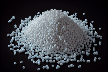 Close up of  plastic polypropylene granules on a table, Generative AI