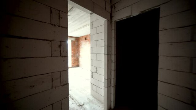 Empty Grunge Room Interior With Concrete And Brick Wall