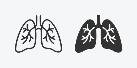 Lungs vector icon. Black medical icon. Human organ, lungs, anatomy vector illustration. 