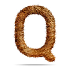 Alphabet letter q design with brown fur texture