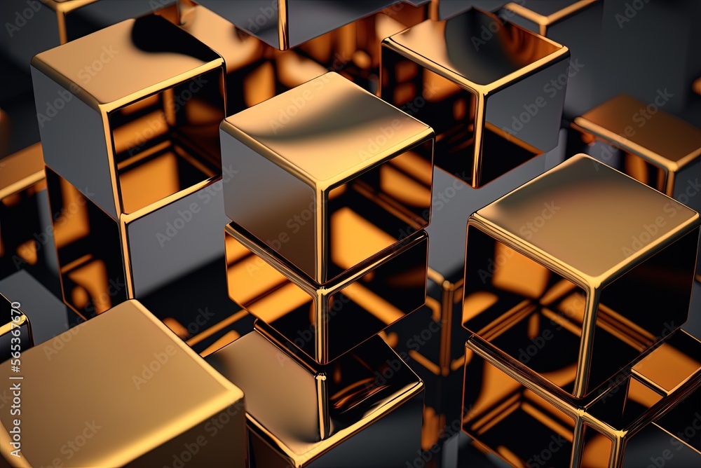 Poster metal cubes provide an abstract backdrop with depth and focus effects. generative ai