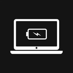Laptop charging icon label sign design vector