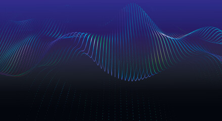 Abstract digital wave of particles. Futuristic point wave. Technology background vector. 3D rendering.