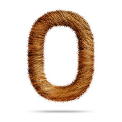 Number 0 design with realistic fur texture