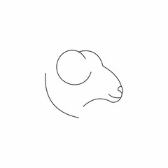 Goat head in continuous line art drawing style. Capricorn minimalist black linear sketch isolated on white background. Vector illustration