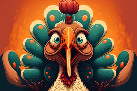 Thanksgiving turkey cartoon for laughs Generative AI