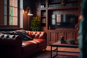 Cozy TV Room Design with Generative AI
