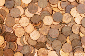 Lots of pennies money background