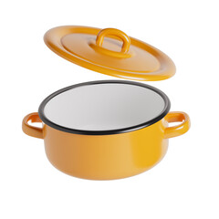 Cooking pot with open lid. Isolated on transparent background 3d render