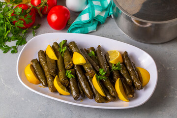 Traditional delicious Turkish foods; stuffed leaves (yaprak sarmasi)