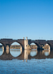 Fototapeta na wymiar Puente viejo de la ciudad de Badajoz.