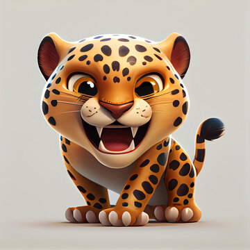 Cute Jaguar snarling created with Generative AI technology + 3d Character 