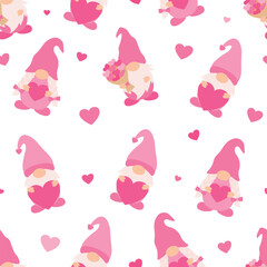 Seamless pattern Valentine's day Gnome vector illustration
