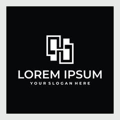 Creative unique stylish symbolic artistic black and white color HH H initial based letter icon logo