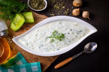 Traditional delicious appetizer; tzatziki (Turkish name; cacik)