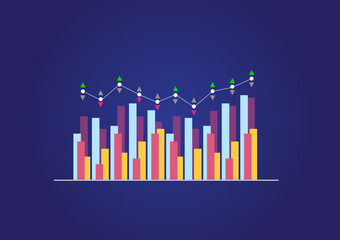 Colorful diagram with point chart with up and down symbol. Stylish chart for presentation