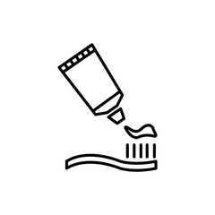 Pictograph of toothbrush and toothpaste for template logo, icon, and identity vector designs.
