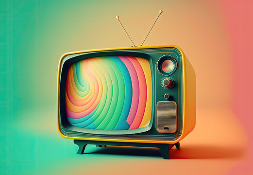 retro tv on vibrant colors created with Generative AI technology