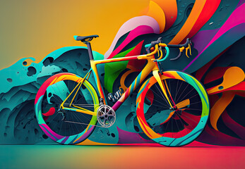 graphic of colorful racing bike created with Generative AI technology