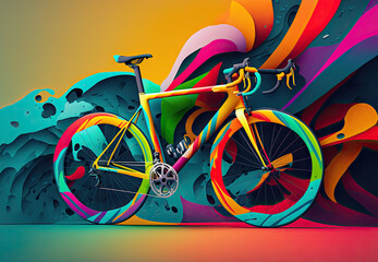 Fototapeta premium graphic of colorful racing bike created with Generative AI technology