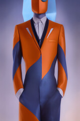 Retro futuristic business suit for men. Concept art for fashion design. Generative AI